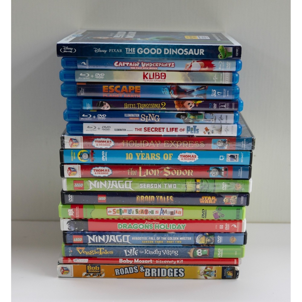 Lot of 18 - Kids Children DVD Blu-ray Disney Pixar Lego Thomas & Friend's Veggie